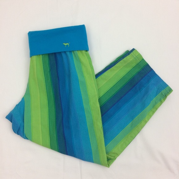 Victoria’s Secret PINK green & blue pajama capris - Picture 2 of 6